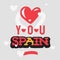 Love You Spain Support Empathy Typographic Vector Design.