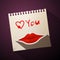 Love You Title with Vector Heart and Mouth