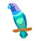 Lovebird parrot sitting head turned blue vector illustration