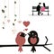 Lovebirds couple on bench valentine vector design illustration