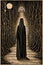 Lovecraftian Enigma: Hooded Figure on a Mysterious Path