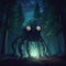 lovecraftian monster in forest, giant, evil creature. Cthulhu. Generative AI