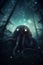 lovecraftian monster in forest, giant, evil creature. Cthulhu. Generative AI