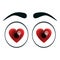 Loved eyes icon, cartoon style