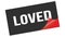 LOVED text on black red sticker stamp