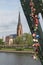 Lovelocks on the Eiserner Steg Bridge in Frankfurt, Germany