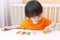 Lovely 2 years child learns to count. Educational game