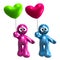Lovely 3d icon couple with heart balloons