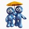 Lovely 3d icon couple with umbrella