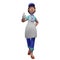 Lovely 3D Waiter Cartoon Design wearing a white apron