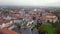 Lovely aerial top view flight drone. Cityscape old Town Weimar autumn Germany
