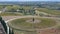 Lovely aerial view drone. Cypress Round circle Autumn landscape Tuscany Italy