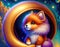 Lovely baby fox in a dreamy nights sky AI