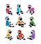 Lovely baby santa colorful silhouettes set