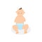 Lovely baby sitting on the floor in diaper, flat vector illustration isolated.