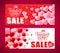 Lovely Banners Of Valentines Day Sale With Red And Pink Hearts