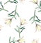 Lovely beautiful subtle yellow lily isolated seamless pattern watercolor