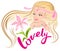 Lovely blonde girl. Day blondes woman lettering text for greeting card
