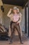 A Lovely Blonde Model Dressed As A Cowgirl Enjoys The American West