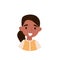 Lovely brunette girl, avatar of cute little girl with ponytail vector Illustration on a white background