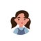 Lovely brunette girl, avatar of cute little kid vector Illustration on a white background