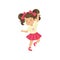 Lovely brunette little girl dancing vector Illustration on a white background