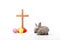 Lovely bunny Easter fluffy baby rabbit. Easter rabbit and Cross