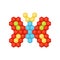 Lovely butterfly made of multicolored children s mosaic puzzle. Fun educational game. Flat vector design