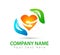 Lovely care heart with hands, protect, green, concept logo