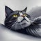 Lovely cat painted in watercolors - ai generate image