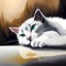 Lovely cat painted in watercolors - ai generate image