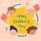 Lovely children`s day composition vector design