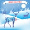 Lovely Christmas image. Deer, winter landscape, Christmas tree