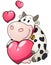 Lovely chubby cow holding heart. Valentine day holiday vector illustration