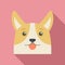 Lovely corgi dog icon, flat style