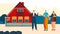 Lovely couple buy first house, chacarter female, male purchase home, family people, flat vector illustration. Real