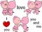 Lovely cute pig kissing cartoon love valentine set
