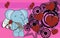 Lovely cute plush elephant mouse cartoon background