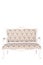Lovely elegant camel back sofa couch beautiful wooden frame isolated on white