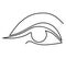 Lovely female eye with long eyelashes. Continuous line drawing. Vector illustration