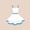 Lovely feminine elegant beautiful white and blue dress. Trendy dresses icon. Women cloth element. Feminine symbol