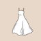 Lovely feminine elegant beautiful white dress. Trendy dresses icon. Women cloth element. Feminine symbol, template