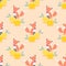 Lovely fox and lemon seamless pattern.