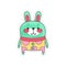 Lovely funny bunny colorful cloth patch, applique for decoration kids clothing cartoon vector Illustration