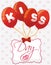 Lovely Gift with Card and Balloons for Kiss Day Celebration, Vector Illustration