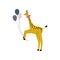 Lovely Giraffe Holding Colorful Balloons, Cute Animal Character for Happy Birthday Design Vector Illustration