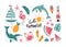 Lovely hand drawn summer doodles, cute beach elements with a lot of details, great for textiles, banners, wallpapers, wrapping -