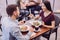 Lovely happy couple enjoying meal