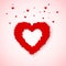 Lovely Heart frame from small red and pink hearts confetti. Feeling of love in st. Valentines day. vector illustration