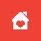 Lovely Home Icon On Red Background. Red Flat Style Vector Illustration